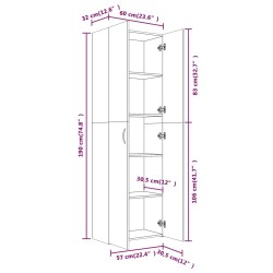   Armadio per Ufficio Rovere Fumo 60x32x190 cm Legno ingegnerizzato