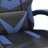 Sedia da Gaming Girevole Nero e Blu in Similpelle