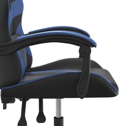 Sedia da Gaming Girevole Nero e Blu in Similpelle