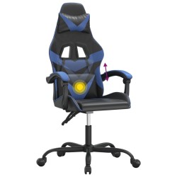 Sedia da Gaming Girevole Nero e Blu in Similpelle