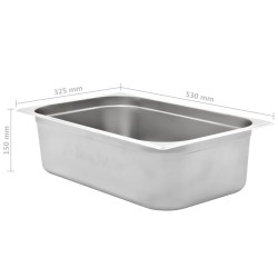 Contenitori Gastronorm 2 pz GN 1/1 150 mm in Acciaio Inox