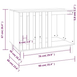 Casetta per Cani grigio 90x60x67 cm in Legno Massello di Pino