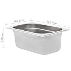 Contenitori Gastronorm 8 pz GN 1/4 100 mm in Acciaio Inox