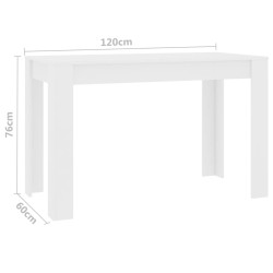 Tavolo da Pranzo Bianco 120x60x76 cm in Legno ingegnerizzato