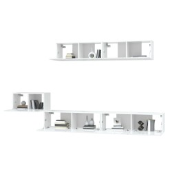   Set di Mobili Porta TV 5 pz Bianco Lucido in Legno ingegnerizzato