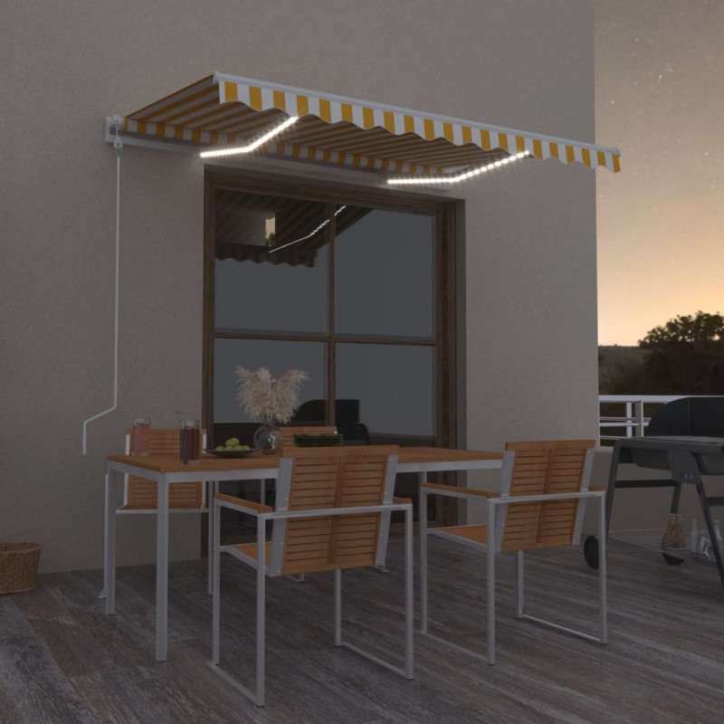    Tenda da Sole Automatica LED e Sensore Vento 350x250cm Giallo