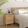   Comodini 2 pz Marroni Legno Massello di Pino e Rattan Naturale