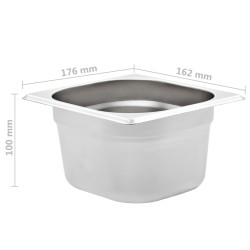 Contenitori Gastronorm 12 pz GN 1/6 100 mm in Acciaio Inox