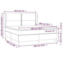 Giroletto a Molle con Materasso Grgio 180x200 cm in Similpelle