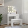   Set Tavolo da Toeletta Bianco con LED in Legno ingegnerizzato