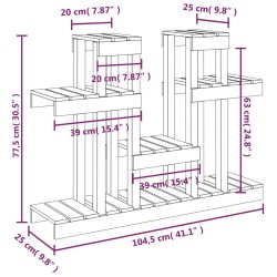   Supporto per Piante Nero 104,5x25x77,5 cm in Massello di Pino