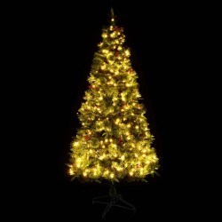 Albero di Natale con LED e Pigne Verde 195 cm in PVC e PE