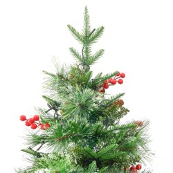 Albero di Natale con LED e Pigne Verde 195 cm in PVC e PE