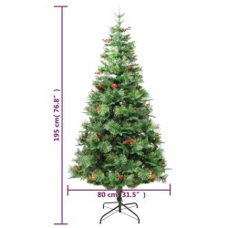 Albero di Natale con LED e Pigne Verde 195 cm in PVC e PE