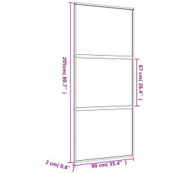 Porta Scorrevole Dorata 90x205 Vetro Trasparente ESG Alluminio