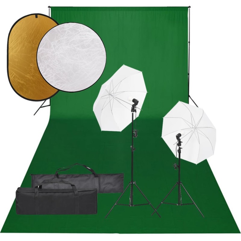   Kit per Studio Fotografico con Set Luci, Fondale e Riflettore