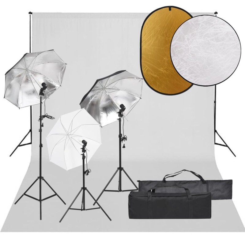   Kit per Studio Fotografico con Set Luci, Fondale e Riflettore