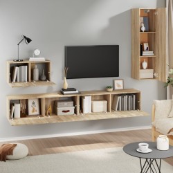   Set di Mobili Porta TV 4 pz Rovere Sonoma in Legno ingegnerizzato