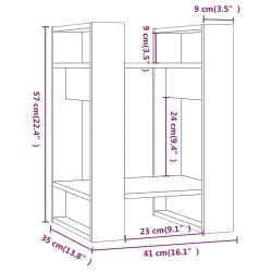   Libreria/Divisorio Grigio 41x35x57 cm in Legno Massello di Pino