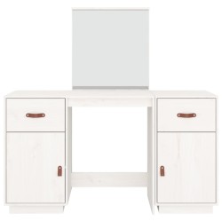   Set Toeletta con Specchio Bianco in Legno Massello di Pino