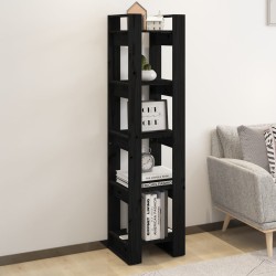   Libreria/Divisorio Nero 41x35x160 cm in Legno Massello di Pino