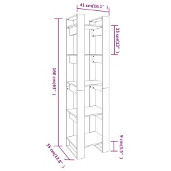   Libreria/Divisorio Nero 41x35x160 cm in Legno Massello di Pino