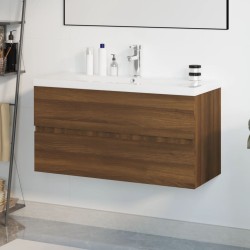 Mobile Bagno Lavabo Integrato Rovere Marrone Legno ingegnerizzato