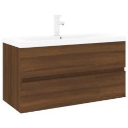 Mobile Bagno Lavabo Integrato Rovere Marrone Legno ingegnerizzato