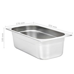 Contenitori Gastronorm 8 pz GN 1/3 100 mm in Acciaio Inox