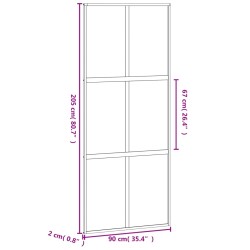 Porta Scorrevole Nera 90x205 cm in Vetro Temperato e Alluminio