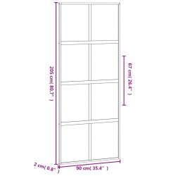 Porta Scorrevole Nera 90x205 cm in Vetro Temperato e Alluminio