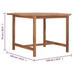   Tavolo Pranzo da Giardino Ø110x110x75 cm Legno Massello di Teak