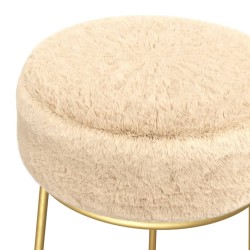 Sgabello Rotondo Crema in Peluche