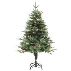 Albero di Natale con LED e Pigne Verde 120 cm in PVC e PE