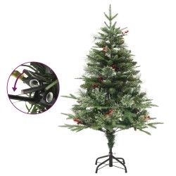 Albero di Natale con LED e Pigne Verde 120 cm in PVC e PE