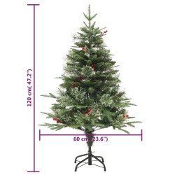 Albero di Natale con LED e Pigne Verde 120 cm in PVC e PE