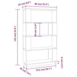   Libreria/Divisorio Grigio 80x25x132 cm Legno Massello di Pino