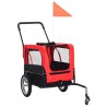 Rimorchio Bici e Carrello Jogging per Animali 2-in-1 Rosso Nero