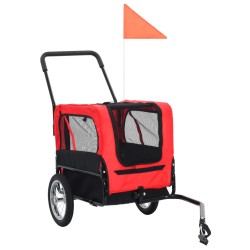 Rimorchio Bici e Carrello Jogging per Animali 2-in-1 Rosso Nero