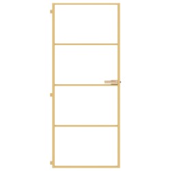 Porta Interni Sottile Oro 83x201,5cm Vetro Temperato Alluminio