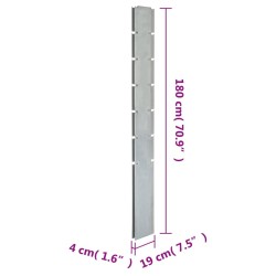 Palo per Recinzione Gabbione Argento 180 cm in Acciaio Zincato