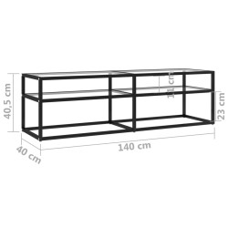 Mobile Porta TV Trasparente 140x40x40,5 cm in Vetro Temperato