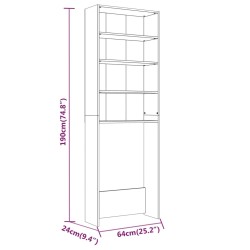   Mobile per Lavatrice Grigio Sonoma 64x24x190 cm