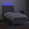 Letto a Molle Materasso e LED Grigio Chiaro 100x200 cm Tessuto