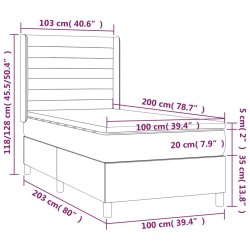 Letto a Molle Materasso e LED Grigio Chiaro 100x200 cm Tessuto