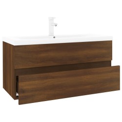 Mobile Bagno Lavabo Integrato Rovere Marrone Legno ingegnerizzato