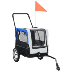 Rimorchio Bici e Carrello Jogging per Animali 2-in-1 Grigio Blu