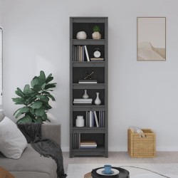   Libreria Grigia 50x35x183 cm in Legno Massello di Pino