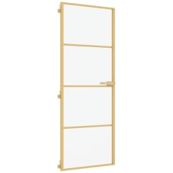 Porta Interni Sottile Oro 76x201,5cm Vetro Temperato Alluminio