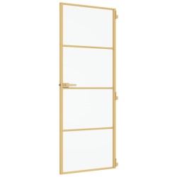 Porta Interni Sottile Oro 76x201,5cm Vetro Temperato Alluminio